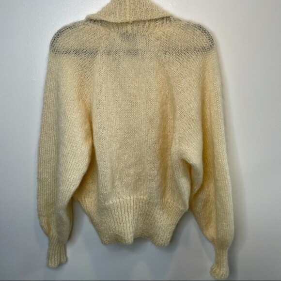 Vintage WOOF DESIGN NEWFOUNDLAND Fuzzy Knitted Sweater Cardigan Mohair Wool - Picture 7 of 12